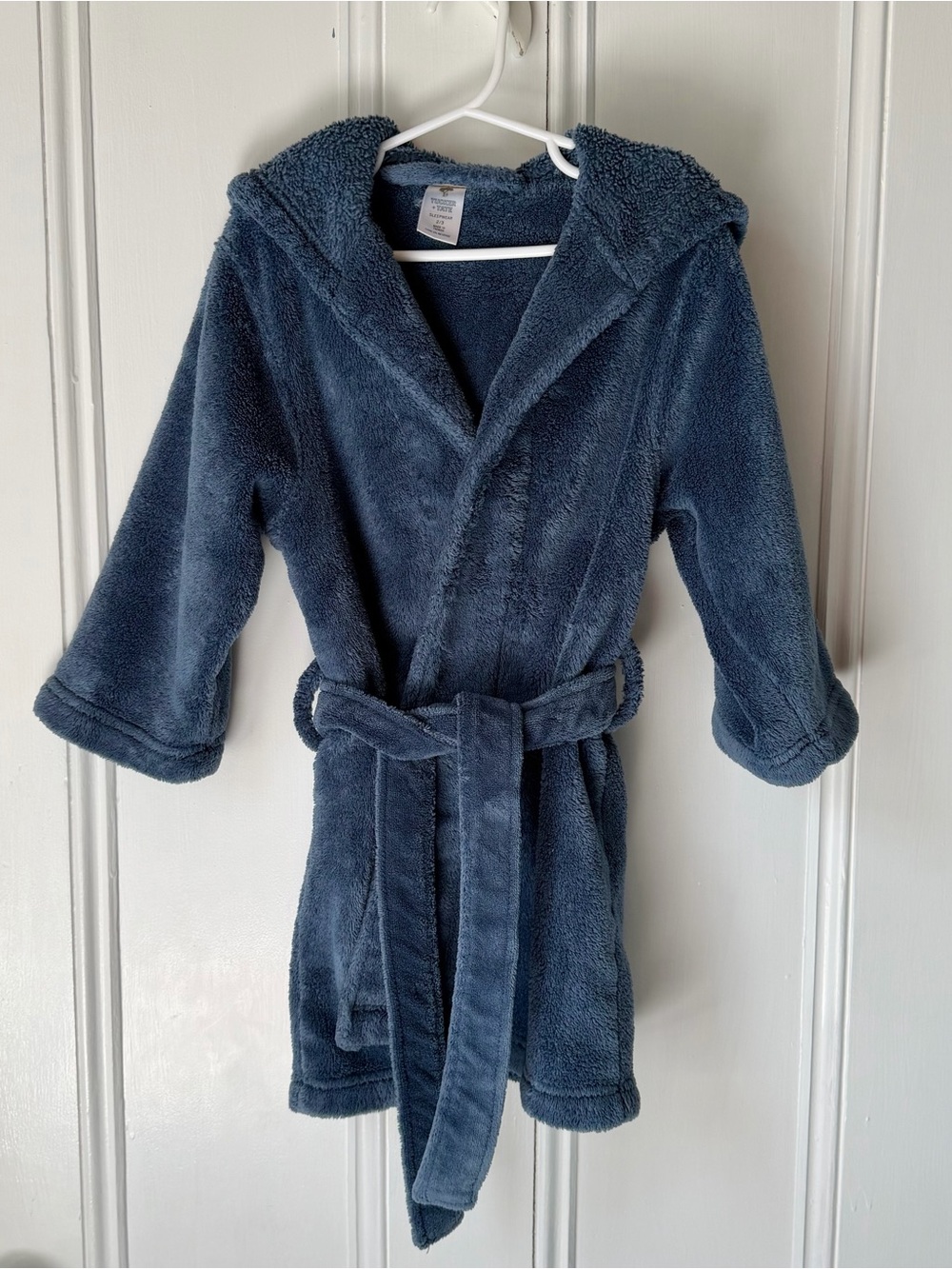 Boys Tucker + Tate Bathrobe Size 2/3 Sleepwear Blue Plush Hooded Robe Kids Baby
